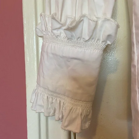 Victorian Ruffled Button-Down Blouse - White - Picture 4 of 4